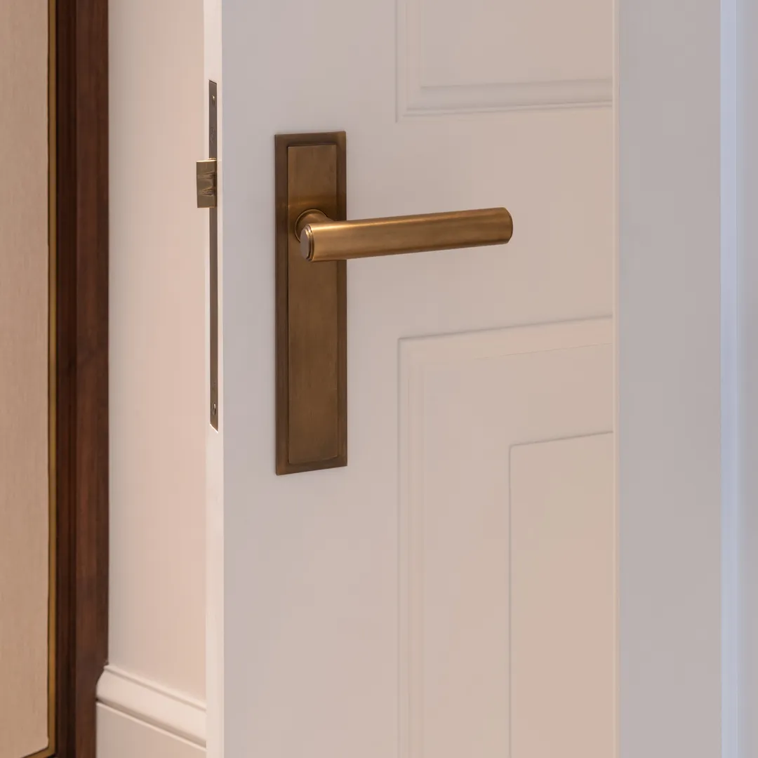 15 Bryanston Square - Hallway with Bartlett Lever (LV1058) on bespoke backplate in Mid Antique Brass Waxed - MABW - Square Crop