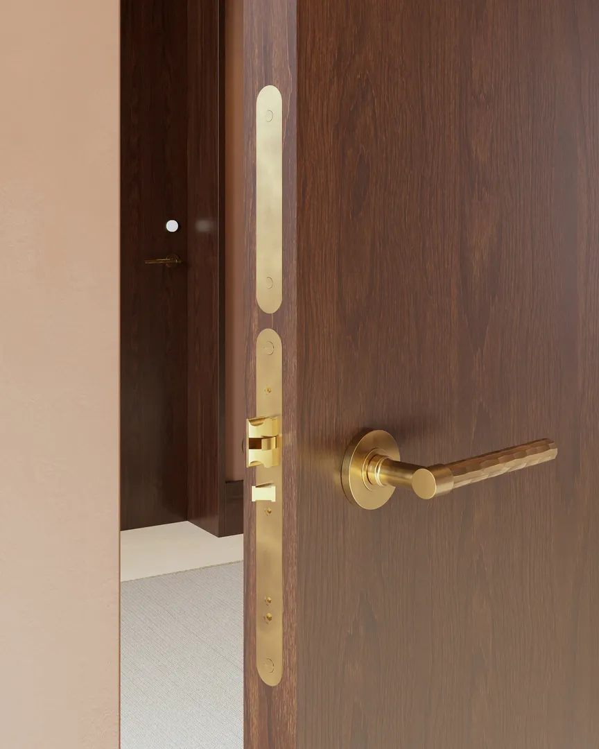 Rolled & Hammered Lever for Salto Euro Lock System (SP15416) in Mid Antique Brass Waxed - MABW