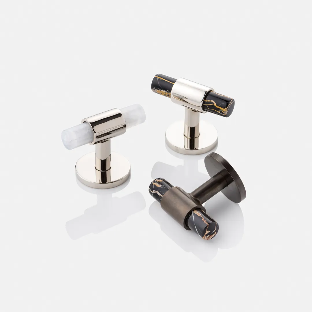 Collett T-Bar Brass & Marble Cabinet Pull
