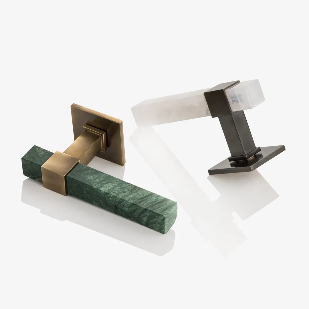 Collett Brass & Marble Lever Handle