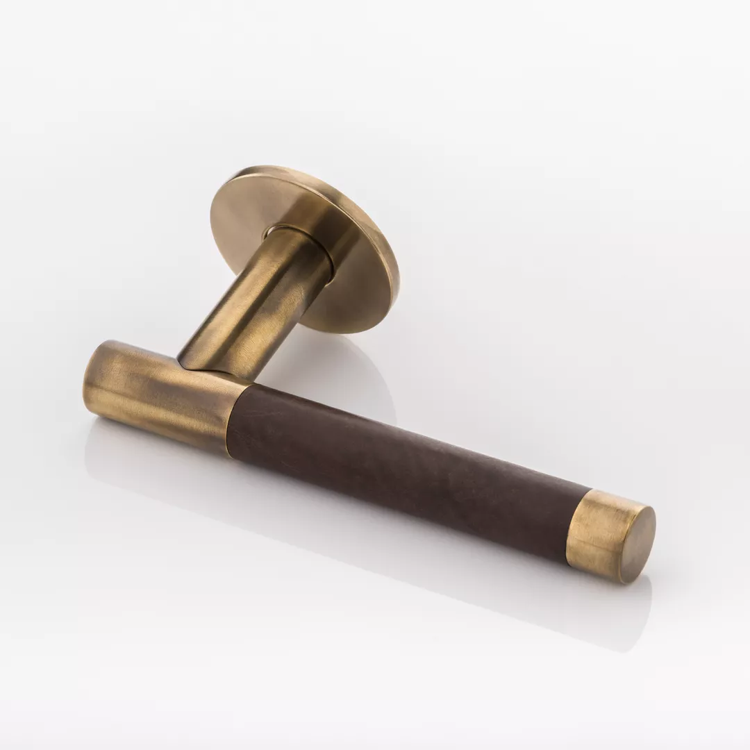 Bedford Lever (LV1155) in Mid Antique Brass Waxed - MABW & Antique Brown Leather - JGL02 on a white background.jpg