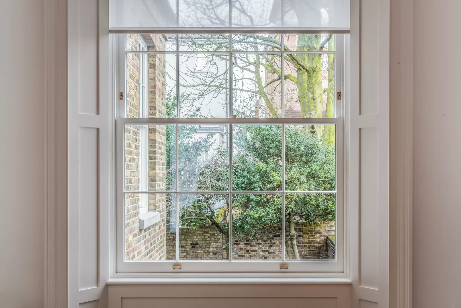 10 Hill Road - Hallway with Sash Stop (WN1073), Cube Sash Lift (WN1009) & Cube Sash Fastener (WN1013) in Brushed Brass Waxed - BBW