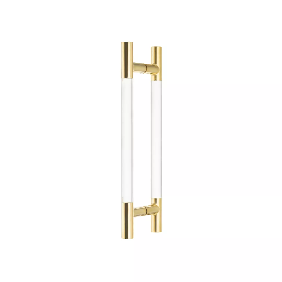 Ice Pair of Brass & Perspex Door Pulls