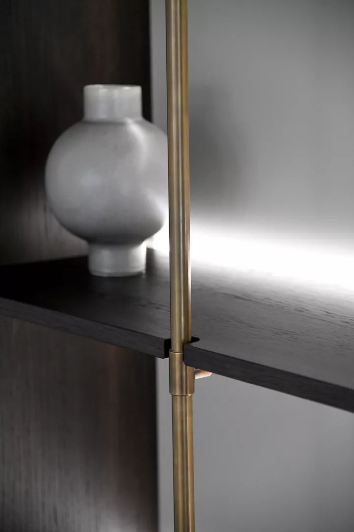 Training Room - Bespoke joinery with Round Hanging Rail (HR1004) & bespoke bracket in Mid Antique Brass Waxed - MABW