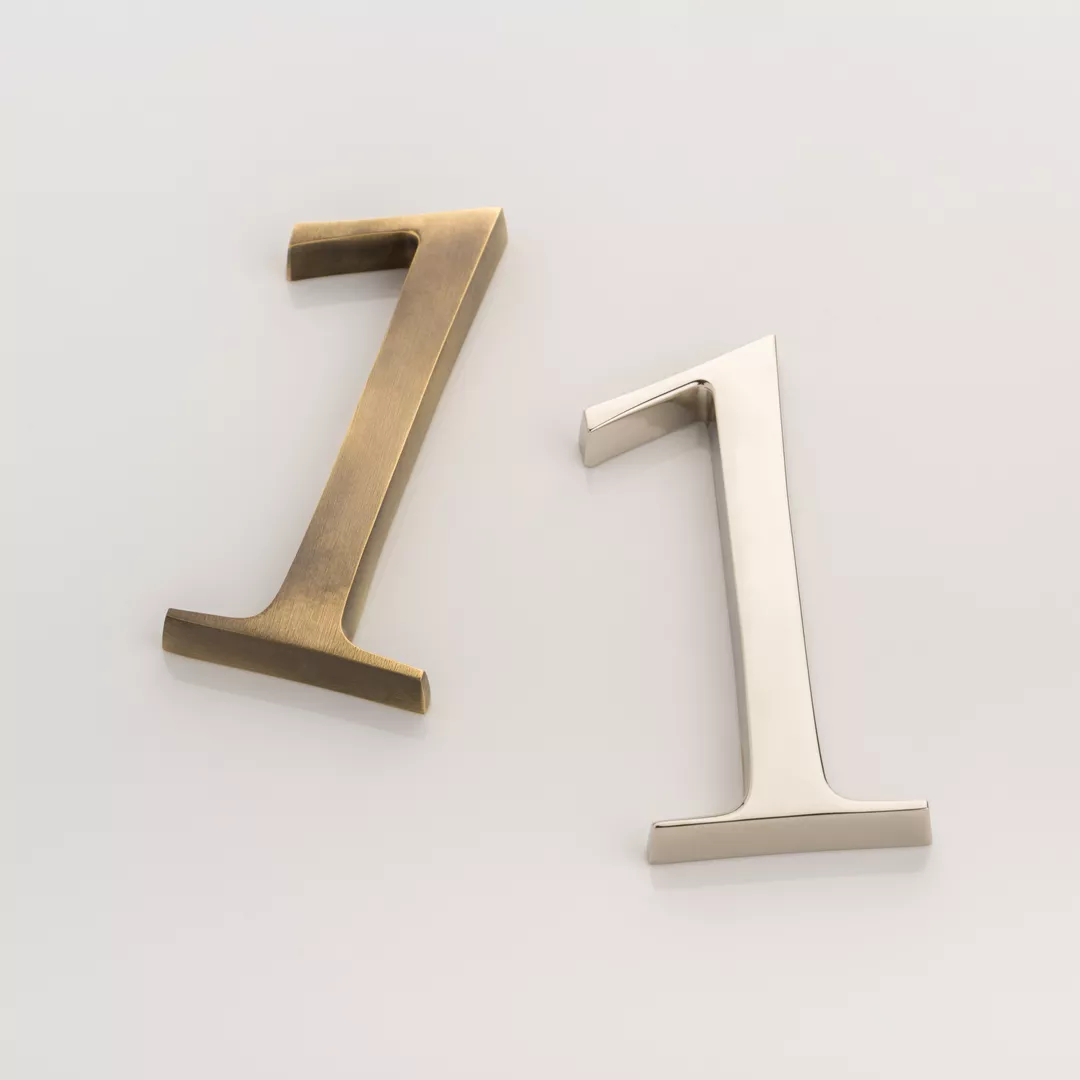 Solid Brass Numeral (1) for Entrance Doors