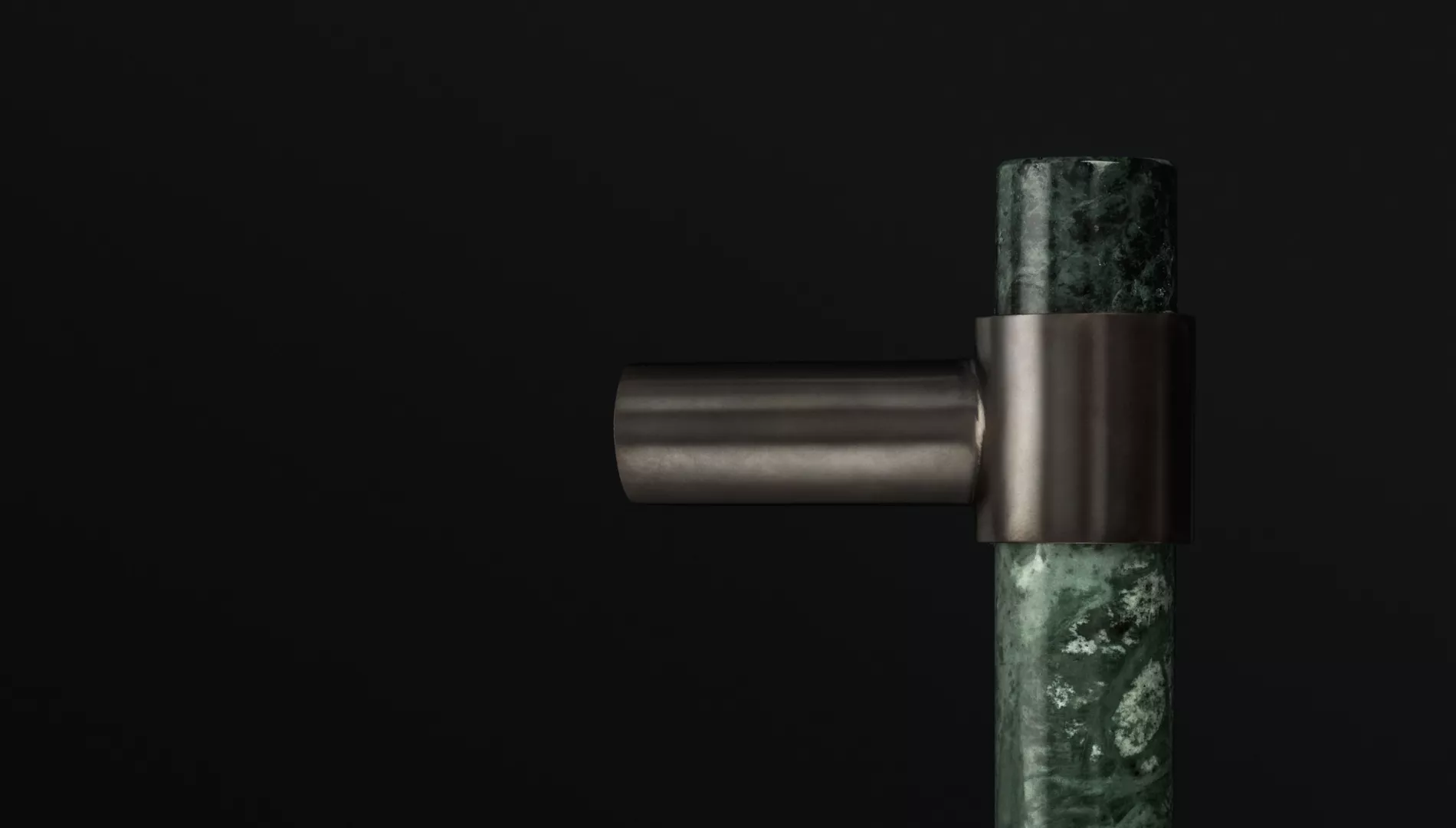 CZ Marble Door Pull (DP1053) in Dark Bronze Waxed - DBZW & Green Guatemala Marble - GGM (Arty).