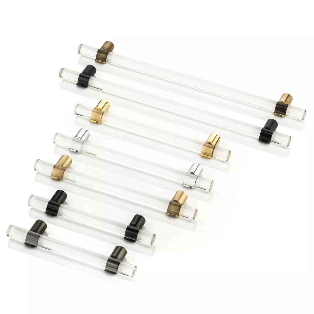 Snug Solid Glass Cabinet Handle with Stems