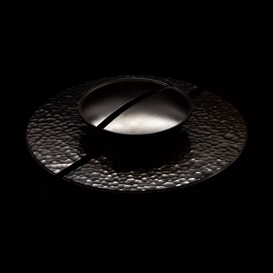 Bespoke Semi Circular Hammered Door Pull Pair in Dark Bronze Waxed - DBZW on a black background