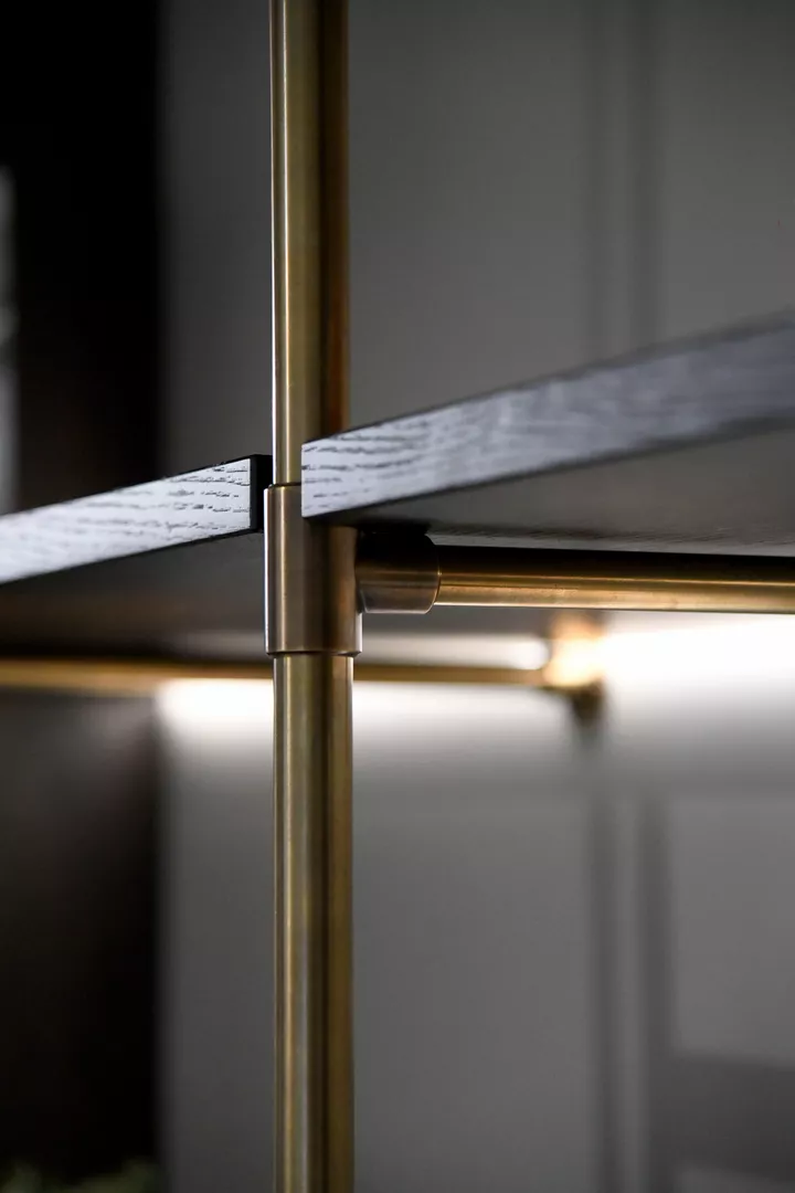 Training Room - Bespoke joinery with Round Hanging Rail (HR1004) & bespoke bracket in Mid Antique Brass Waxed - MABW
