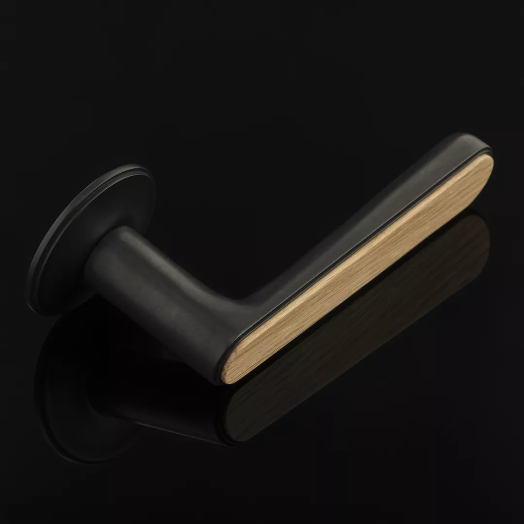 Halsey III Lever (LV1192) in Brushed Midnight Black - BMB & Oak - OA3.jpg