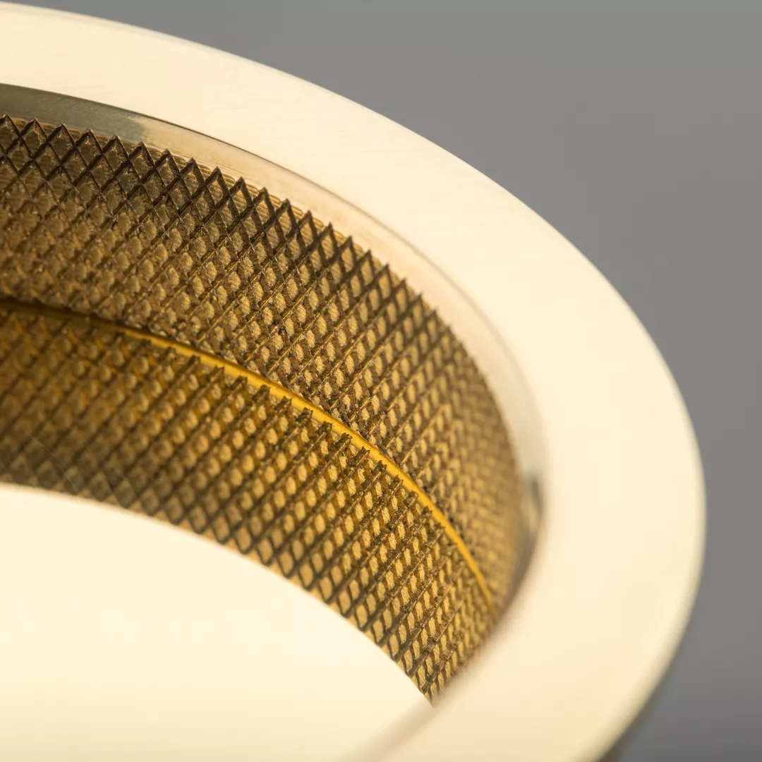 Round Recessed Pull with Diamond Knurl (SF1080) in Polished Brass Waxed - PBW (Arty) (2).