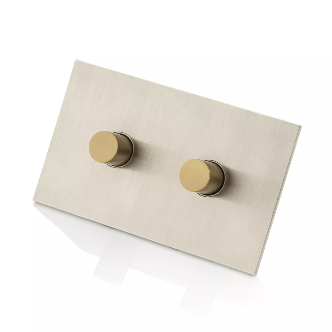 Velo Double Gang Blank Solid Brass Electrical Plate