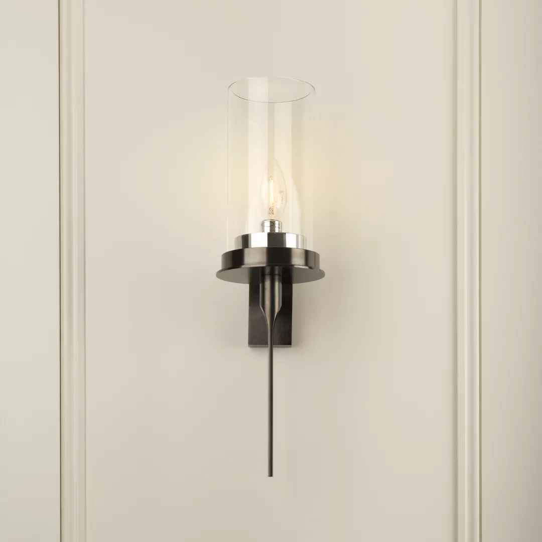 Fonteyn Wall Light with Handmade Clear Glass Shade (LW1004) in Dark Bronze Waxed - DBZW (2).jpg