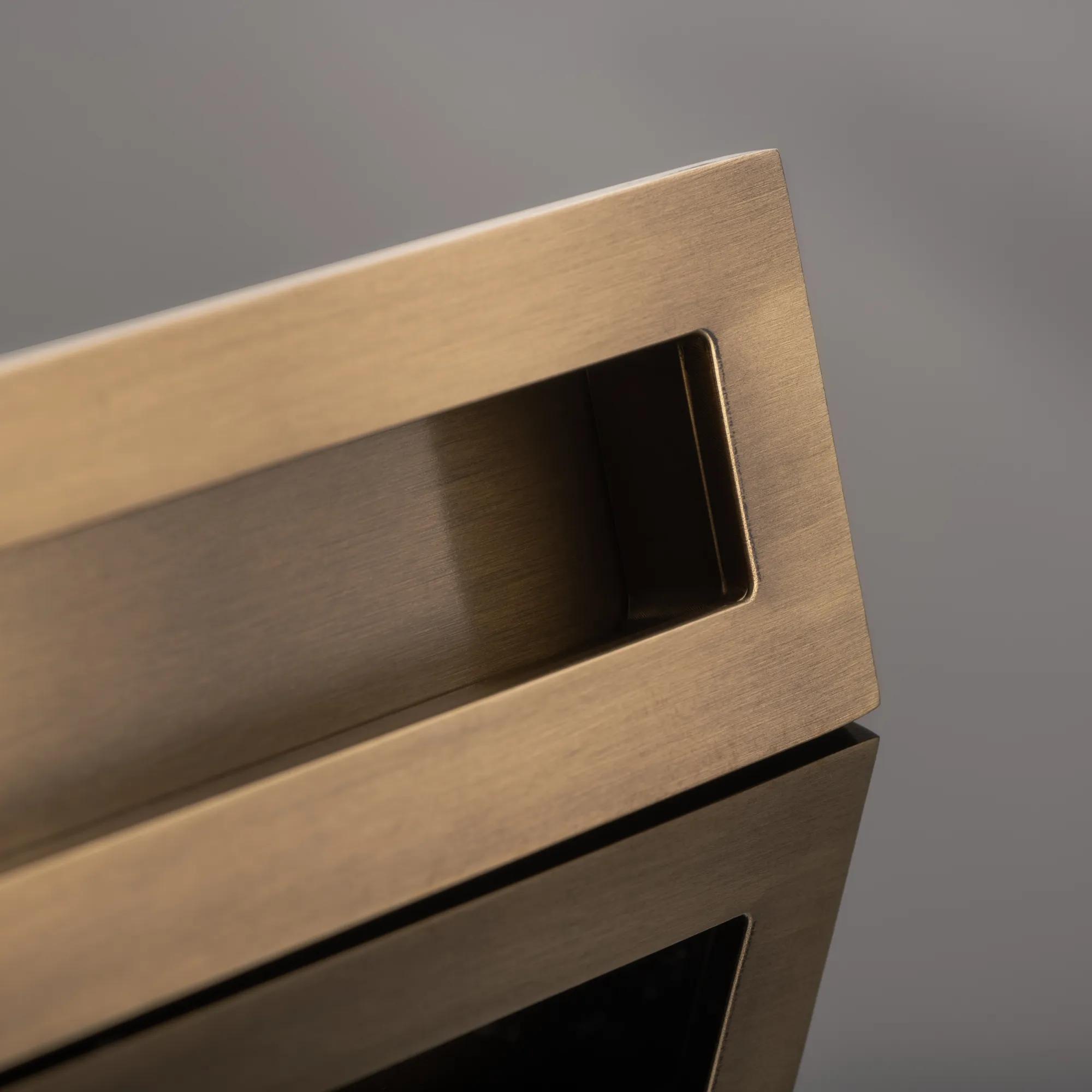 thumbnail image 2 of Solid Brass Flush Recessed Sliding Door Handles For Cabinets & Drawers - Pair 2 of 4