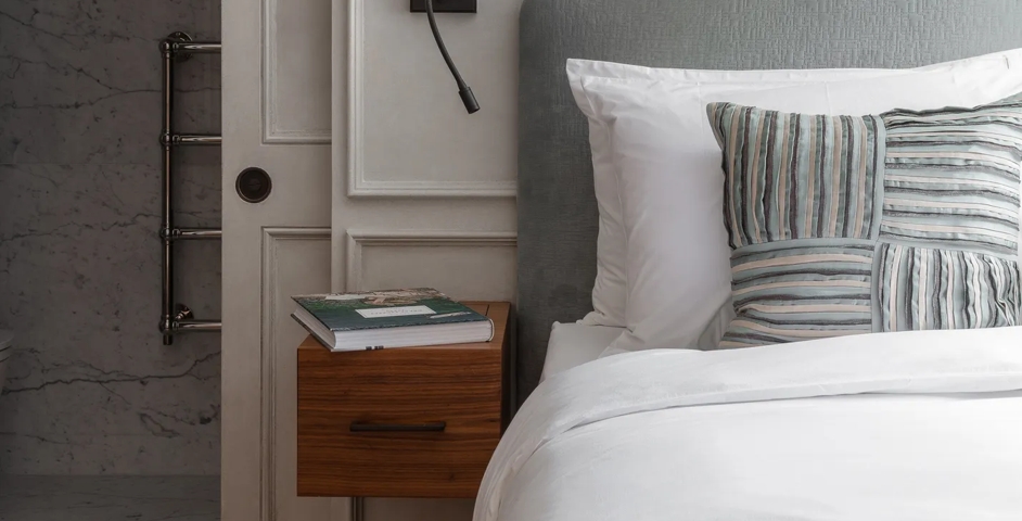 Mayfair Coach House (30 Hays Mews) - Bedroom with Round Recessed Pull with Emergency Release (SF1054) in Mid Antique Brass Waxed - MABW