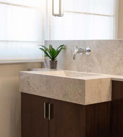 11 Clabon Mews - Bathroom with Ledge Cabinet Handle (CH1017) in Polished Nickel - PN