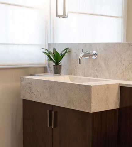 11 Clabon Mews - Bathroom with Ledge Cabinet Handle (CH1017) in Polished Nickel - PN