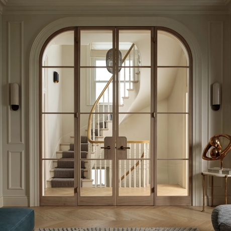 De Vere House (Victoria Road) - Living Room with Darlington II Lever Handles (LV1160) & Ethan Butt Hinges (HG1038) in Mid Antique Brass Waxed - MABW