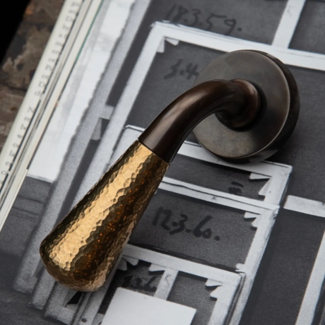 Bespoke Hammered Levant Lever (LV1222) in Dark Bronze Waxed - DBZW & Mid Antique Brass Waxed - MABW