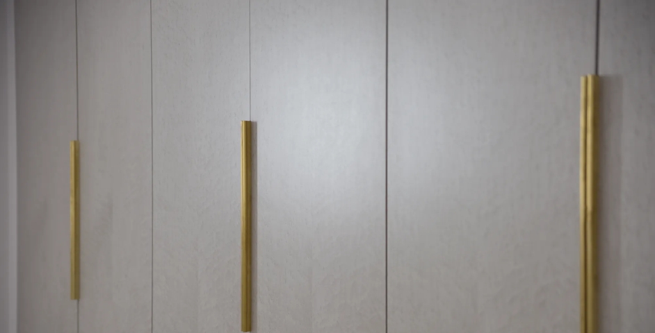 High Bank House, Alderley Edge - Wardrobes with Round Edge Pull (EP1005) in Brushed Brass Waxed - BBW