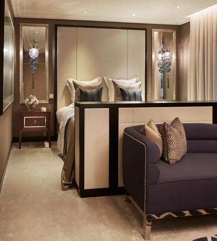Beau House - Bedroom with Rolled & Hammered Cabinet Handle (CH1012) in Polished Nickel - PN