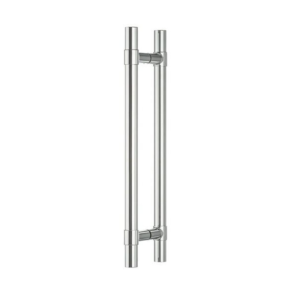 Montgomery Door Pull (DP1067) Back-to-back glass in Polished Chrome - PC on a white background.