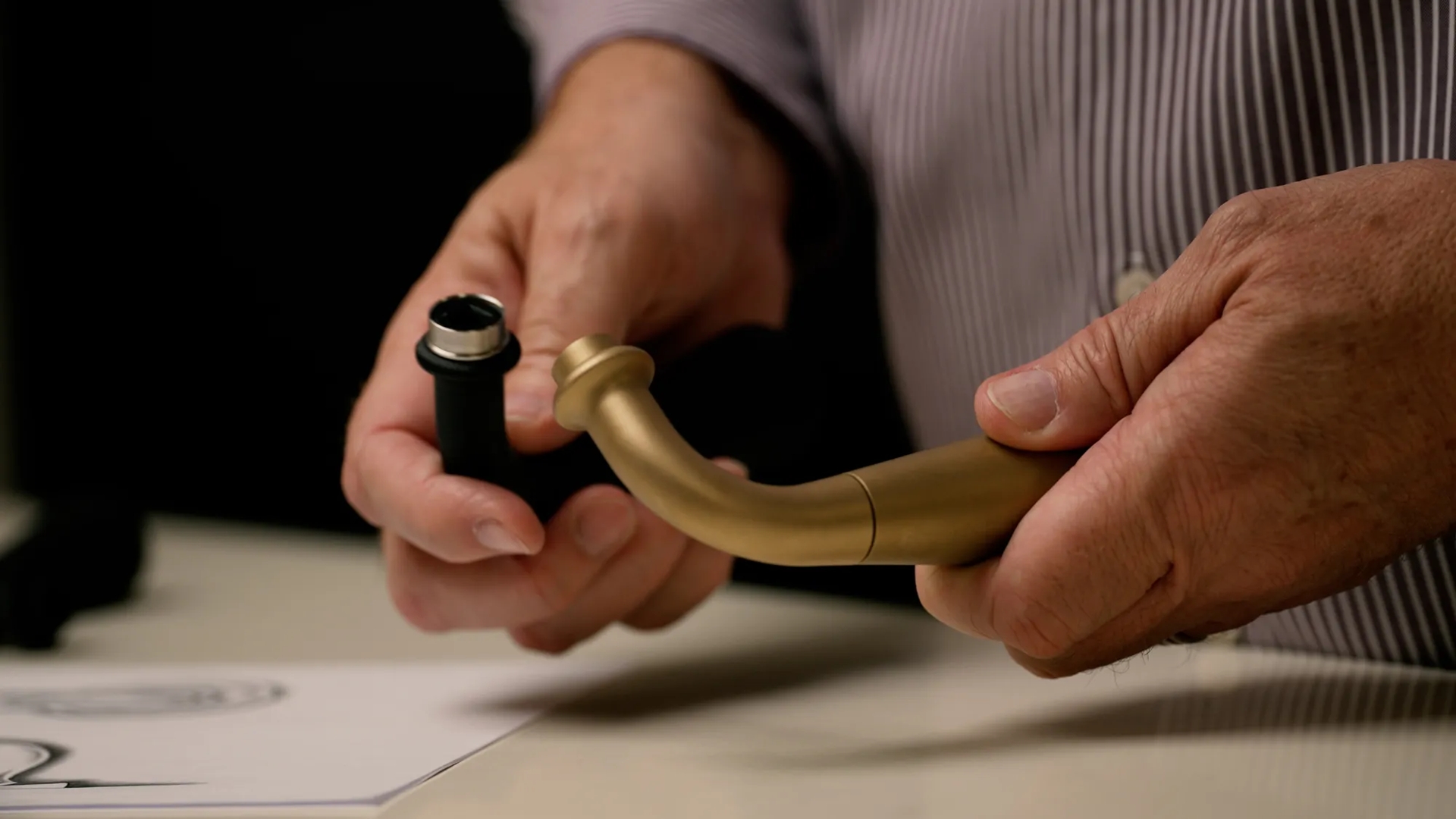 Mark Harper holding Levant prototype & 3D print