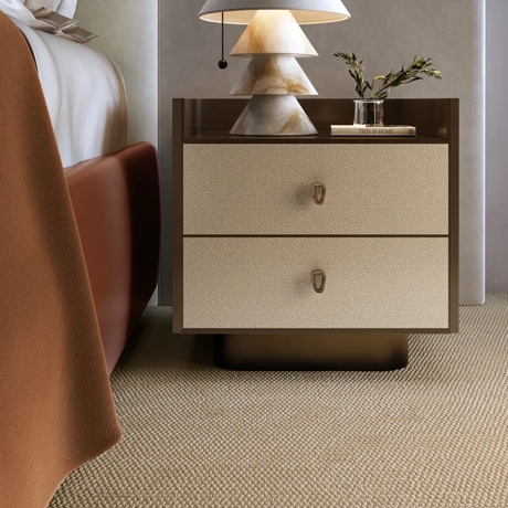 Bedroom with Tiro Cabinet Pull (CP1156) in Mid Antique Brass Waxed - MABW