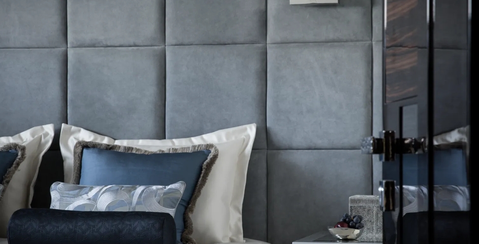 My Turquoise - Bedroom with Bespoke Hammered Lever & Hammered Cabinet Pull (CP1014) in Polished Stainless Steel - PSS