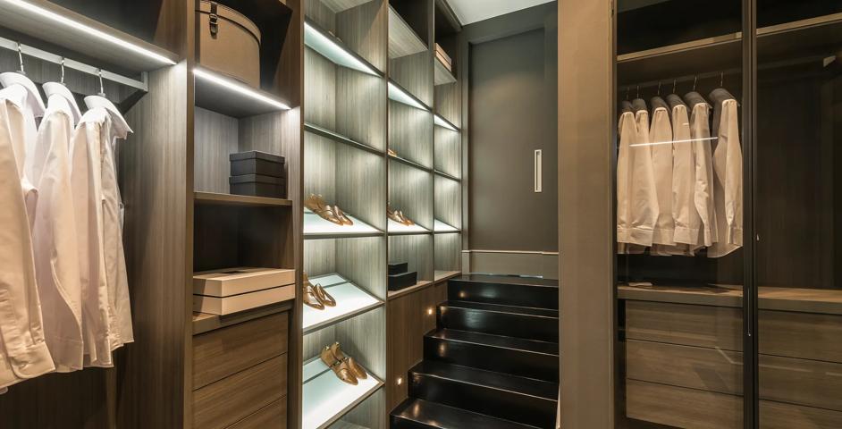 31-33 Lennox Gardens - Dressing Room with Recessed Pull (SF1049) in bespoke size in Brushed Nickel - BN