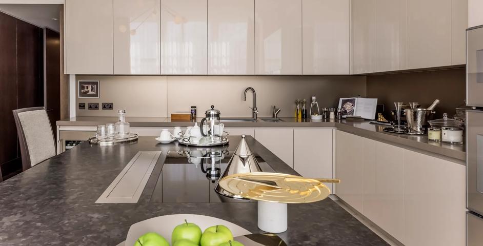 5-6 Connaught Place - Kitchen with Bennett Lever with Shagreen (LV1107) in Dark Bronze Waxed - DBZW