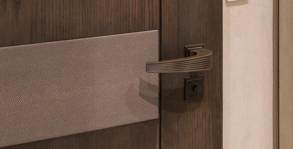 99 Park Lane - Bedroom with Williamson Jnr II Lever (LV1154) & Square Stepped Euro Profile Escutcheon (ES1076) in Dark Bronze Waxed - DBZW