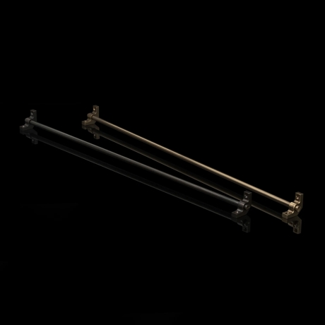 Clerke Stair Rod (SR1002) Dark Bronze Waxed - DBZW & Mid Antique Brass Waxed - MABW on a black background.