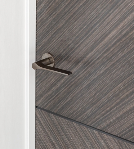 Single latch door in Lakes By Yoo project with Fonteyn lever (LV1045) in Dark Bronze Waxed - DBZW