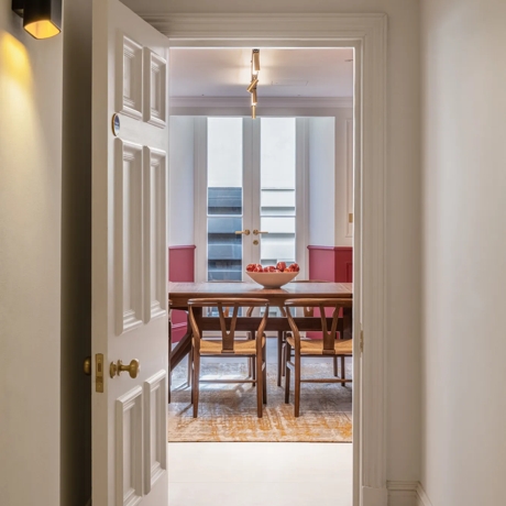 12 Upper Grosvenor Street - Kitchen with Alexander Lever (LV1106) & Bespoke Mushroom Door Knob (SP13417) in Brushed Brass Waxed - BBW