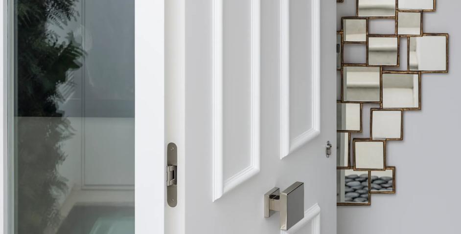6 GP - Side Door with Berkeley Statement Entrance Door Pull (ED1002) in Polished Nickel - PN