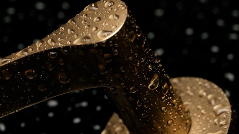 Ceramic - Close Up of Fonteyn Lever (LV1045) in Mid Antique Brass Ceramic - CMAB with water