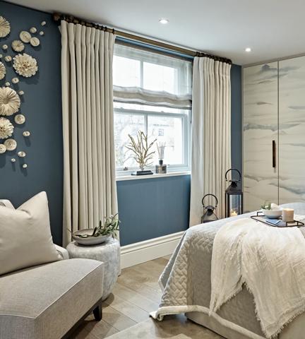 Holiday House - Bedroom with Harrison Cabinet Handle (CH1059) in Mid Antique Brass Waxed - MABW & Sash Window Lift (WN1068) in Polished Chrome - PC