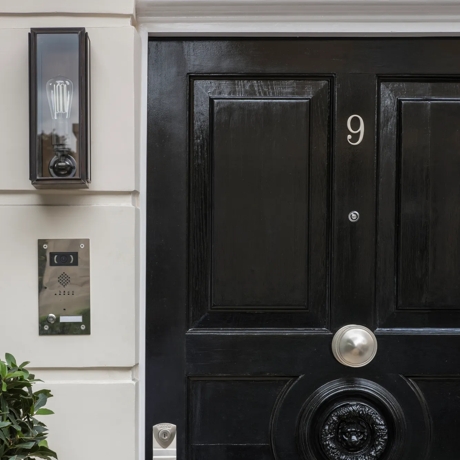 9WP - Front Door with Huntingford Statement Entrance Door Pull (ED1039) & Letter Flap (ED1008) in Brushed Nickel - BN