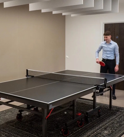 JG Games Room - Carlos & Stirling playing table tennis