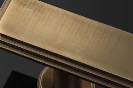 Arty Shot of Zelda Door Pull (DP1012) in Mid Antique Brass Waxed - MABW
