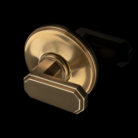 Arty shot of Alexander Thumb Turn (TT1144) in Mid Antique Brass Waxed - MABW on a black background