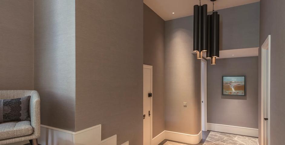 31-33 Lennox Gardens - Hallway with Holmes Lever with Leather (LV1100) in Dark Bronze Waxed - DBZW & Dark Brown Leather - JGL01