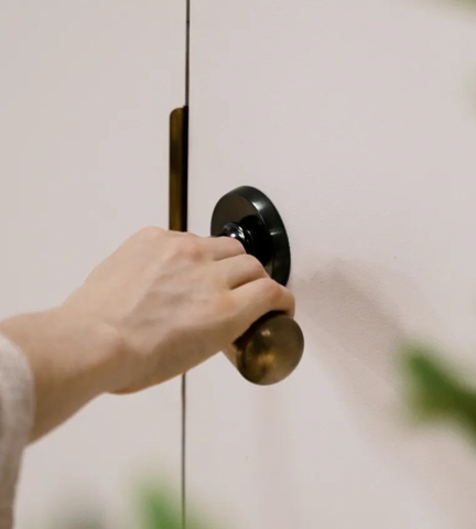 Levant - Opening door with Levant Lever (LV1222) in Dark Bronze Waxed - DBZW & Mid Antique Brass Waxed - MABW