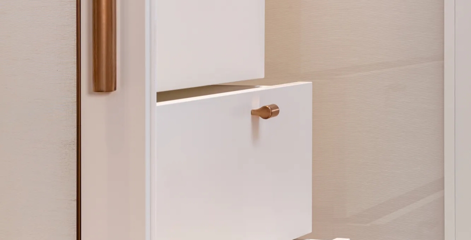 Dressing Room - Wardrobe with Fonteyn Cabinet Pulls (CP1119) & Fonteyn Cabinet Handle (CH1085) in Mid Antique Brass Waxed - MABW