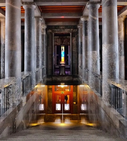 Plečnik-designed National and University Library of Slovenia in Ljubljana