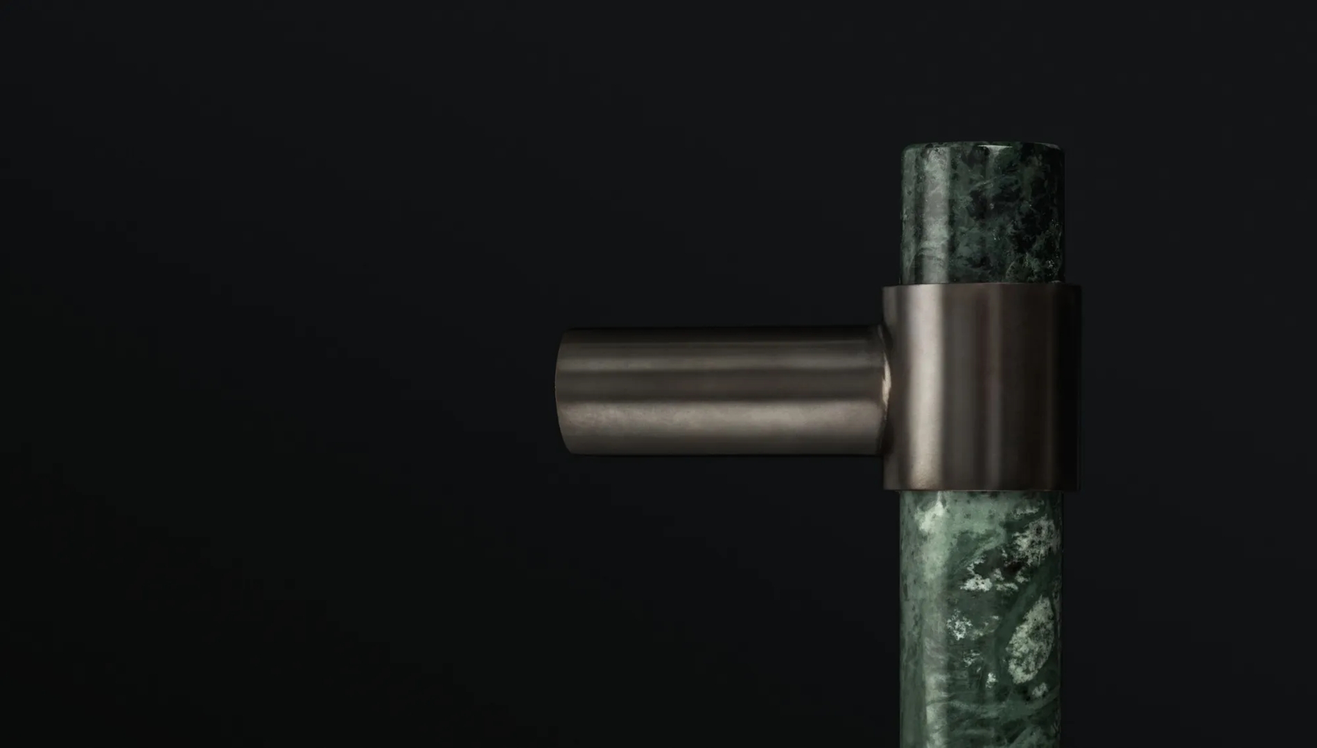Collett Marble Door Pull (DP1053) in Dark Bronze Waxed - DBZW & Green Guatemala Marble - GGM (Arty).