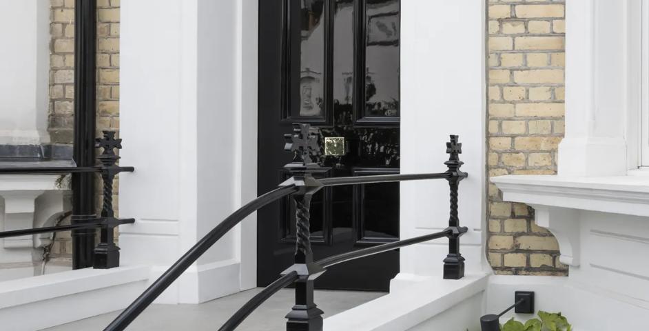 6 GP - Front Door with Berkeley Statement Entrance Door Pull (ED1002) in Polished Nickel - PN