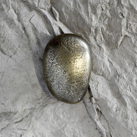 Cove Collection - Cast Cabinet Handle on Stone in Mid Antique Brass Waxed - MABW