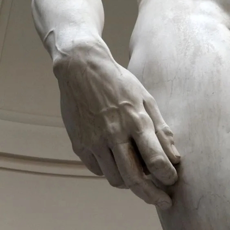 Contour Inspiration - Close Up of Michelangelo's David showing hand